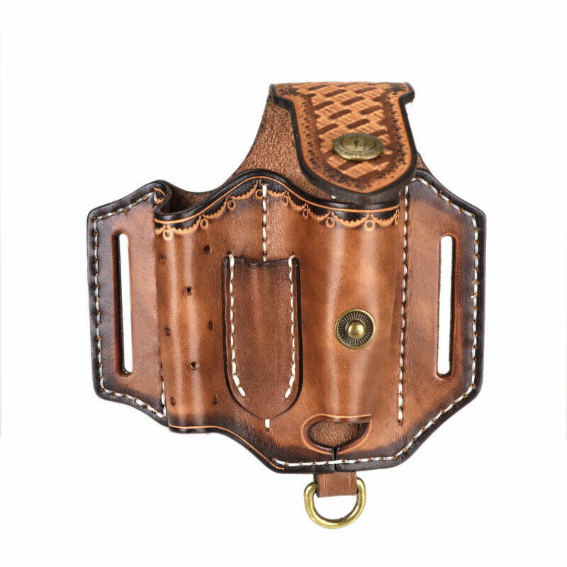 Leather Pocket Knife Sheath EDC Multitool Plier Belt Pouch Tools Holster-TOURBON