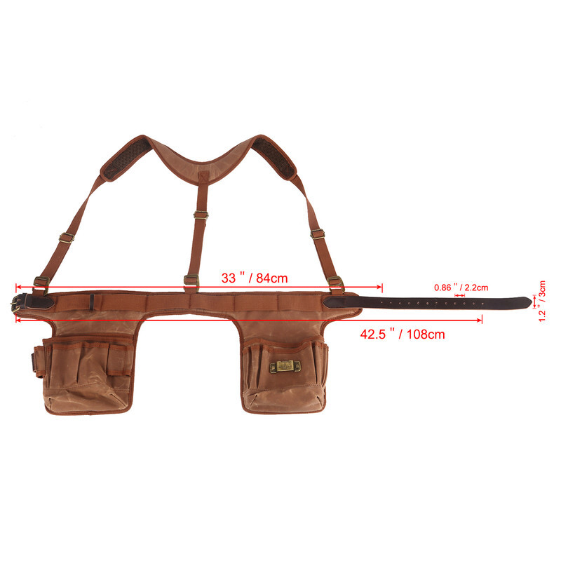 TOURBON Heavy Duty Workshop Tool Carry Suspender Bag Electrician Carpenter Pouch