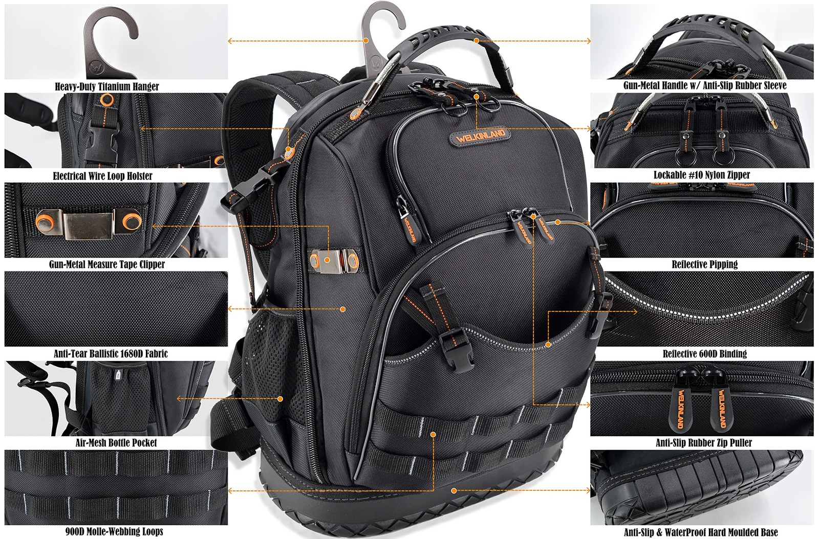77-Pockets Electricians Tool Backpack, Tool Backpack For Men, HVAC Tools Bag Bac