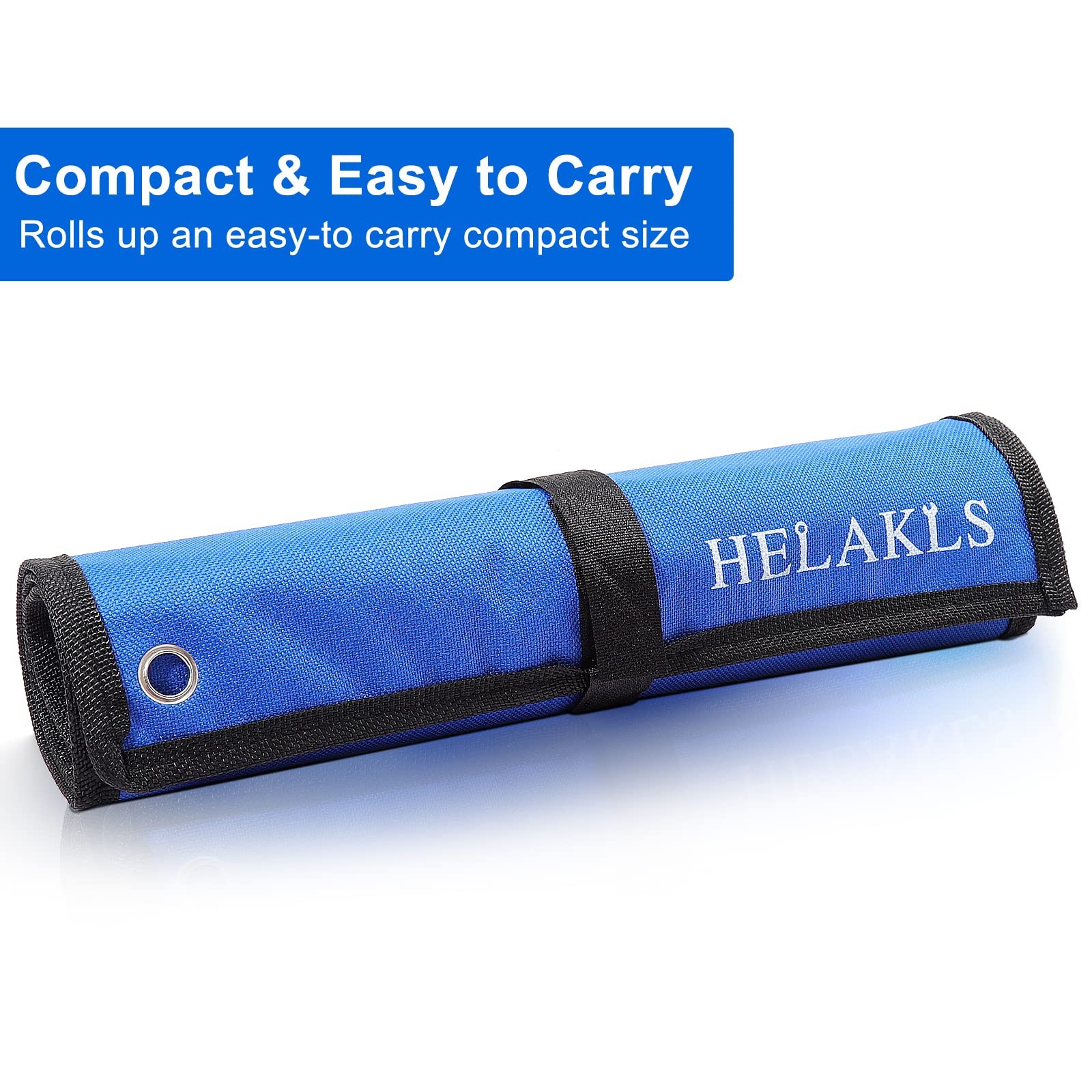 HELAKLS 2 Pieces Wrench Tool Roll Up Pouch (10 Pockets SAE+ 10 Blue