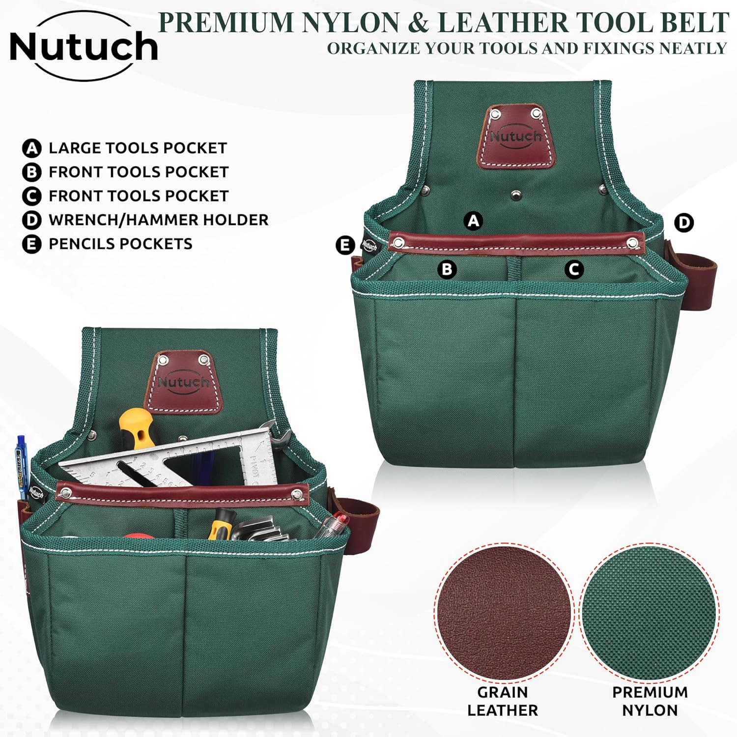 Nylon and Leather Tool Belt | Nylon Tool Pouch | Carpenter | Construction | Fram