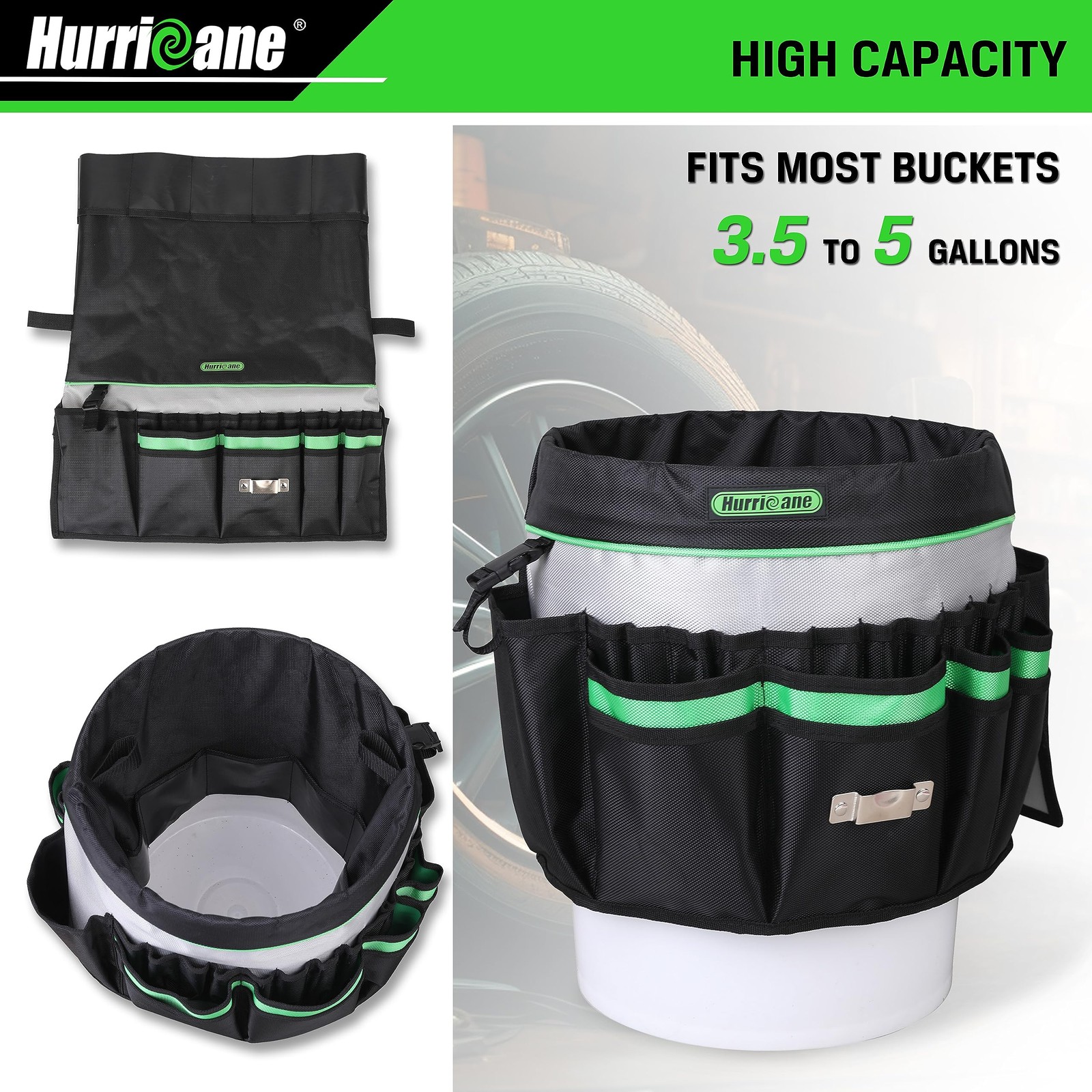 5 Gallon Bucket Tool Bag Organizer 52 Pockets Heavy Duty Waterproof Garden