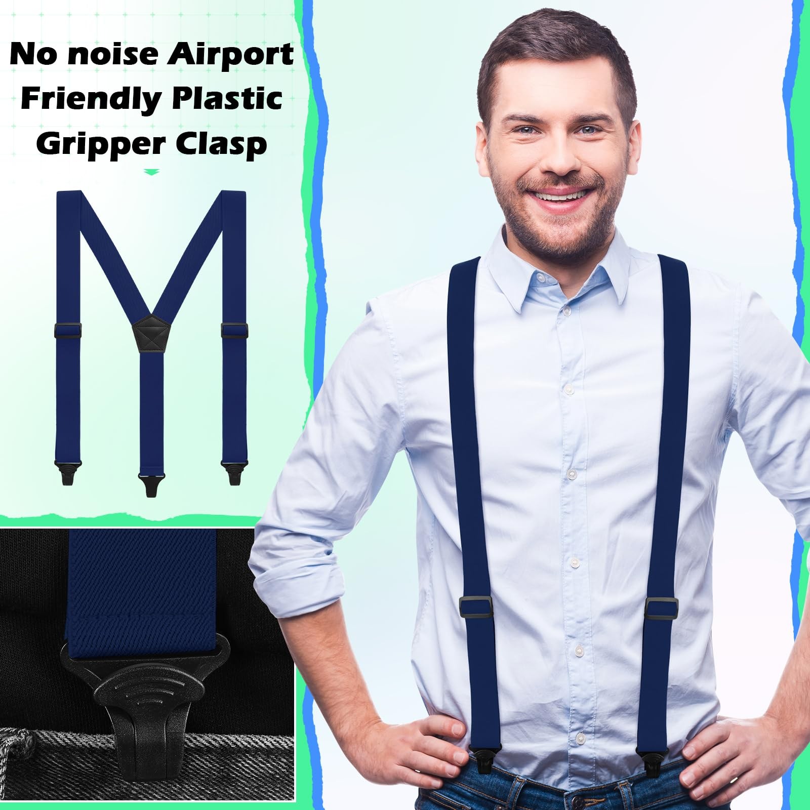 Jiuguva Men’s Hidden Undershirt Suspender Men Airport One Size, Navy Blue