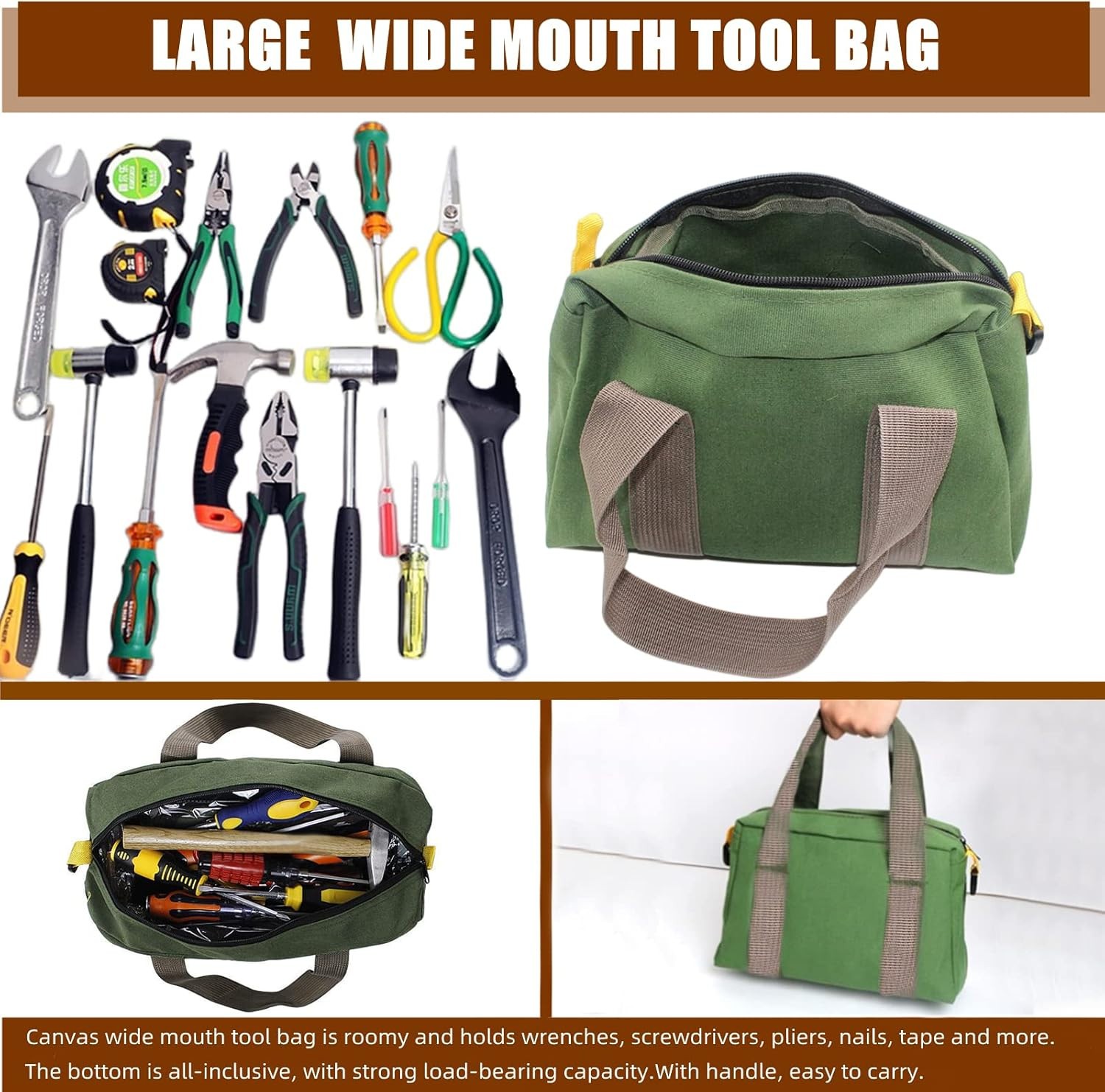 Waterproof 16 Inch Tool Bag – Large Capacity Canvas Tote for Hand Tools