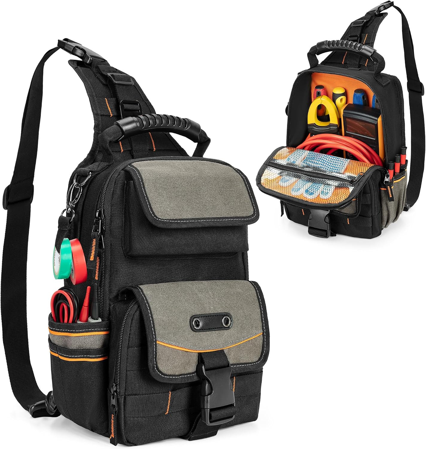 Electrician Tool Pouch Bag, Zippered HVAC Tool Organizer | Heavy-Duty Canvas Fab