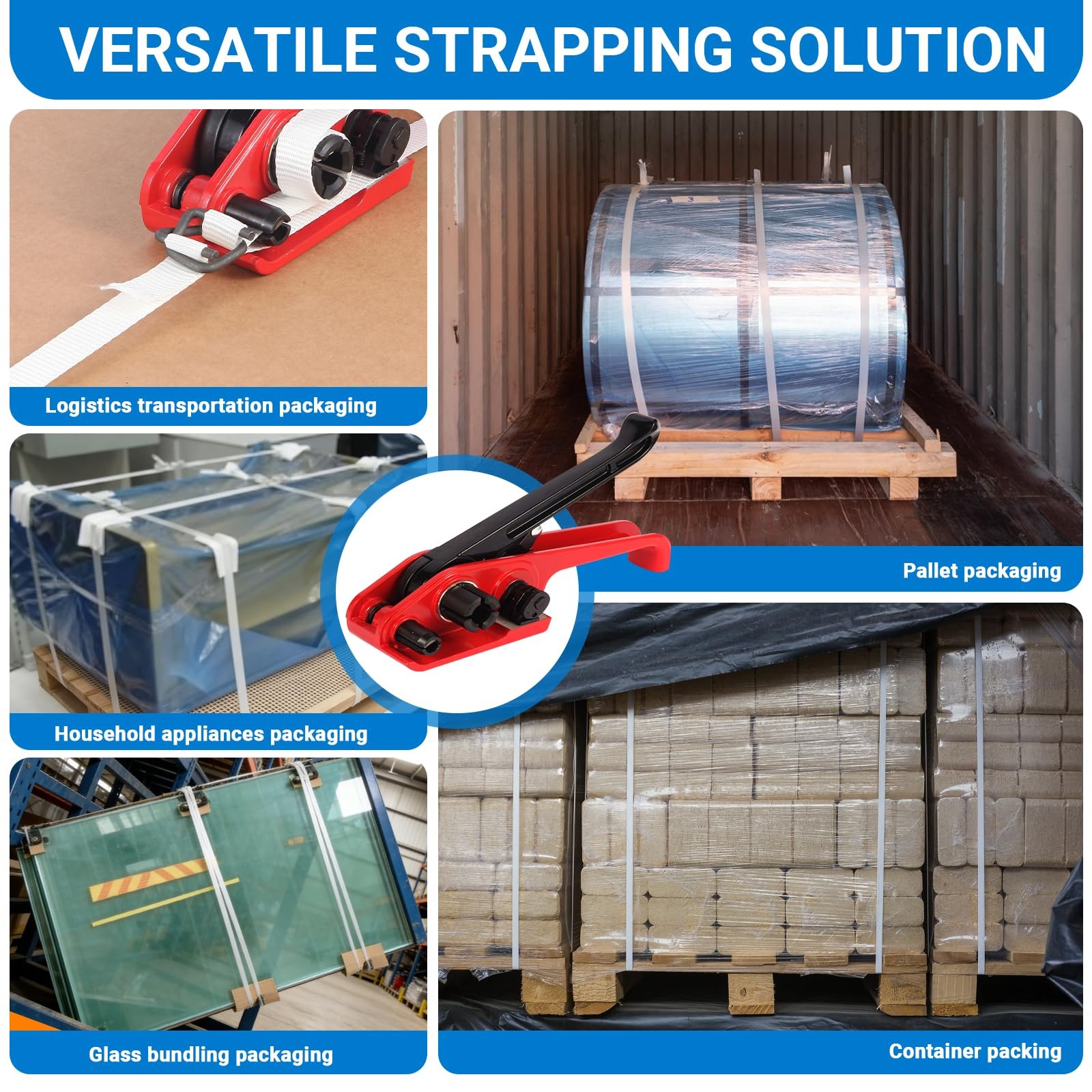 Woven Cord Banding Kit Pallet Packaging Tool 3/4″ x 147′ Strapping, White