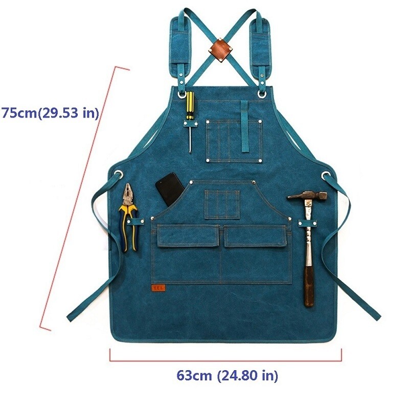 Denim Canvas Apron Adjustable Strap Work Apron For Wood Craft Man Artisan Garden