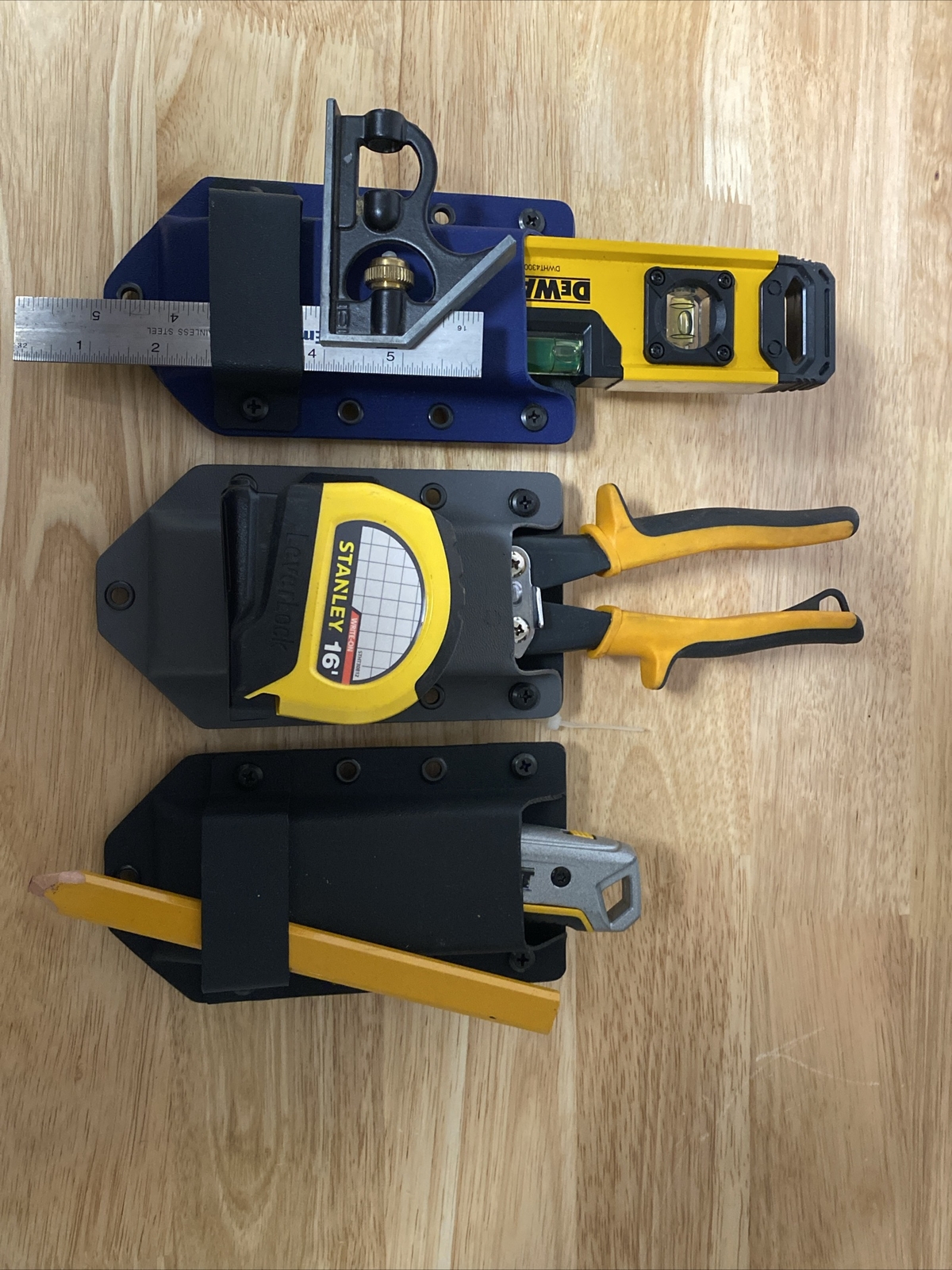 Utility knife holster and tool pouch. Cordless Drill Holster / Hanger. KYDEX.