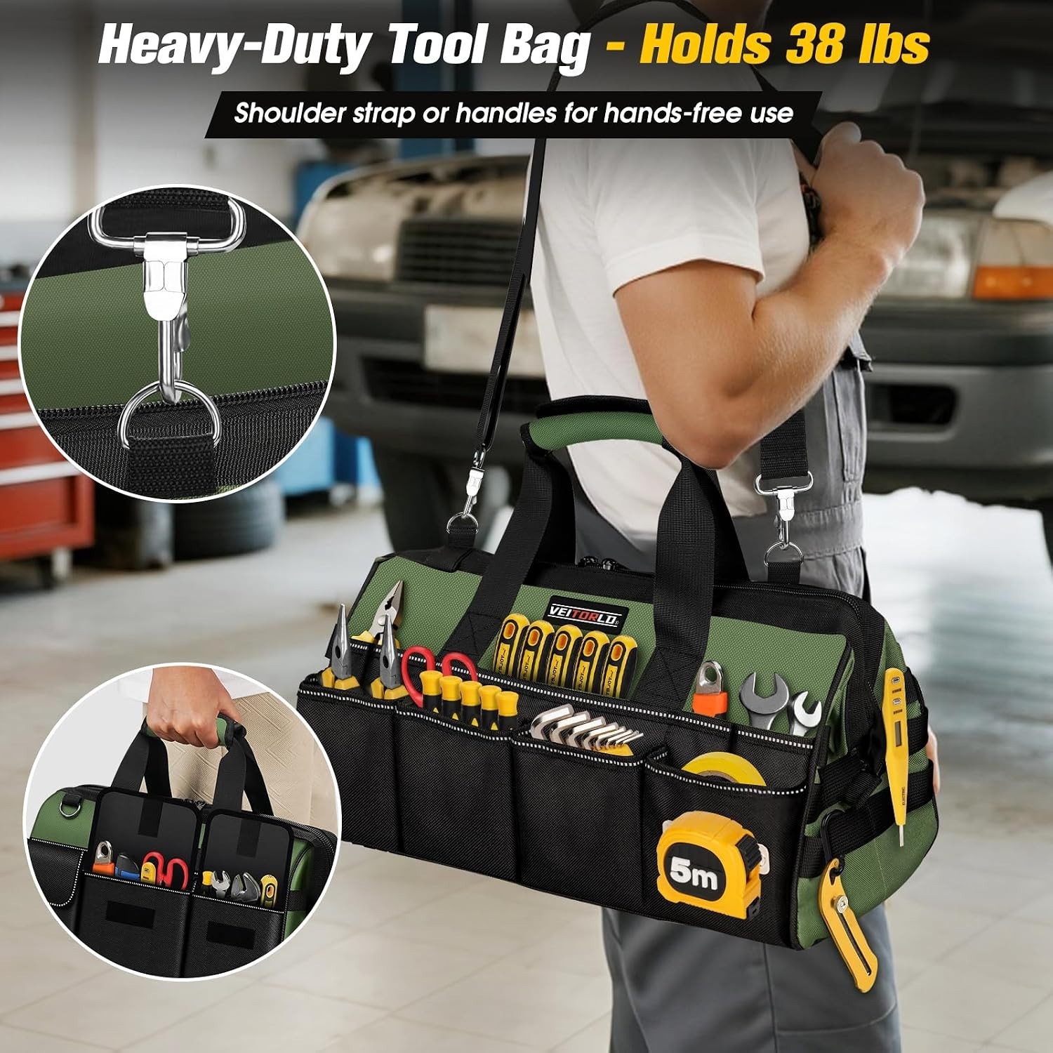 Wide Mouth Electrician Toolbox – 16-Inch Heavy Duty Organizer for Easy Access