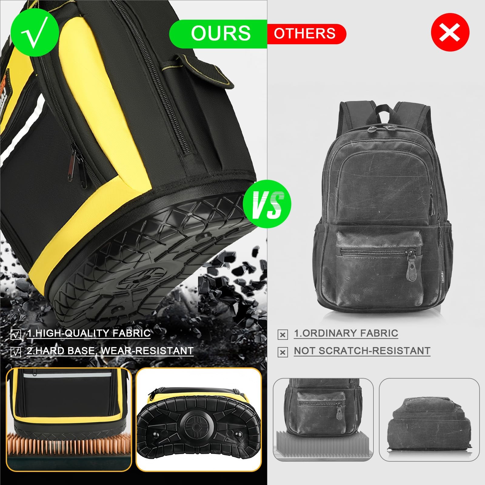 AIRAJ PRO Tool Backpack,17″Heavy Duty Tool Backpack Bag with Waterproof Molde…