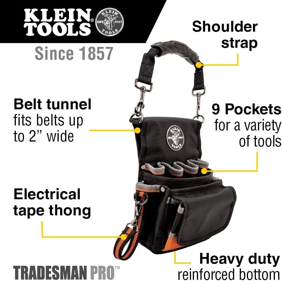 Tradesman Pro 9-Pocket Tool Pouch with Reinforced Bottom for Ultimate Durability