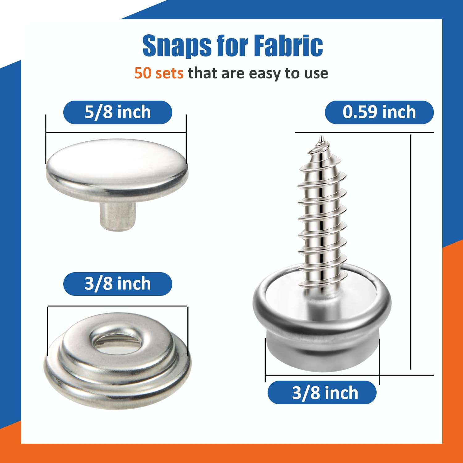 150 PCS Canvas Snap Fastener Tool Set, Marine-Grade 3/8″ Stainless Steel Sna…