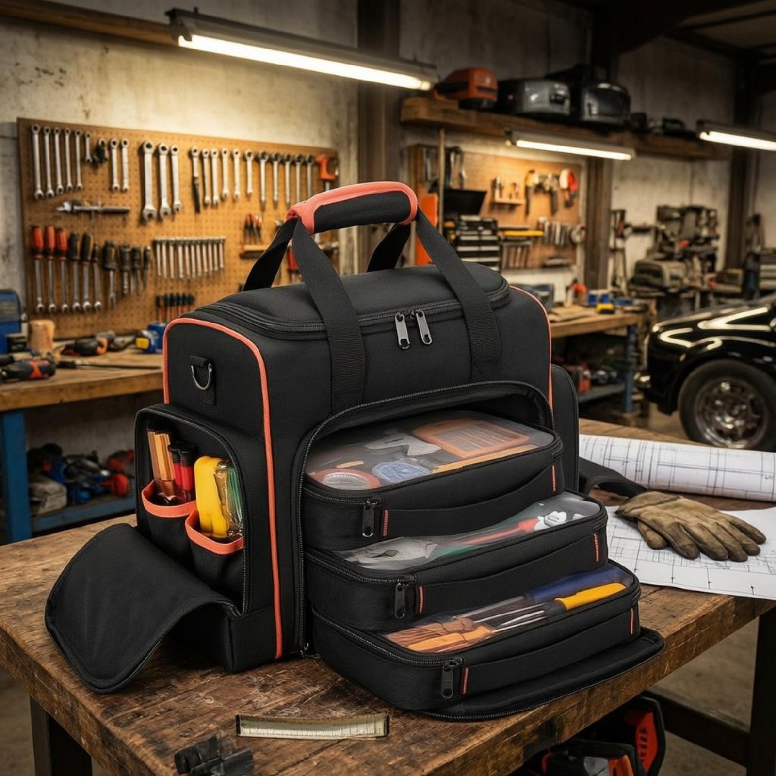 Electrician Tool Bag Multiple Pockets for Worksite, Electricians