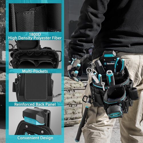 DuraTech Electrician Tool Pouch Expandable Belt Clip Pocket Quick Release Buckle