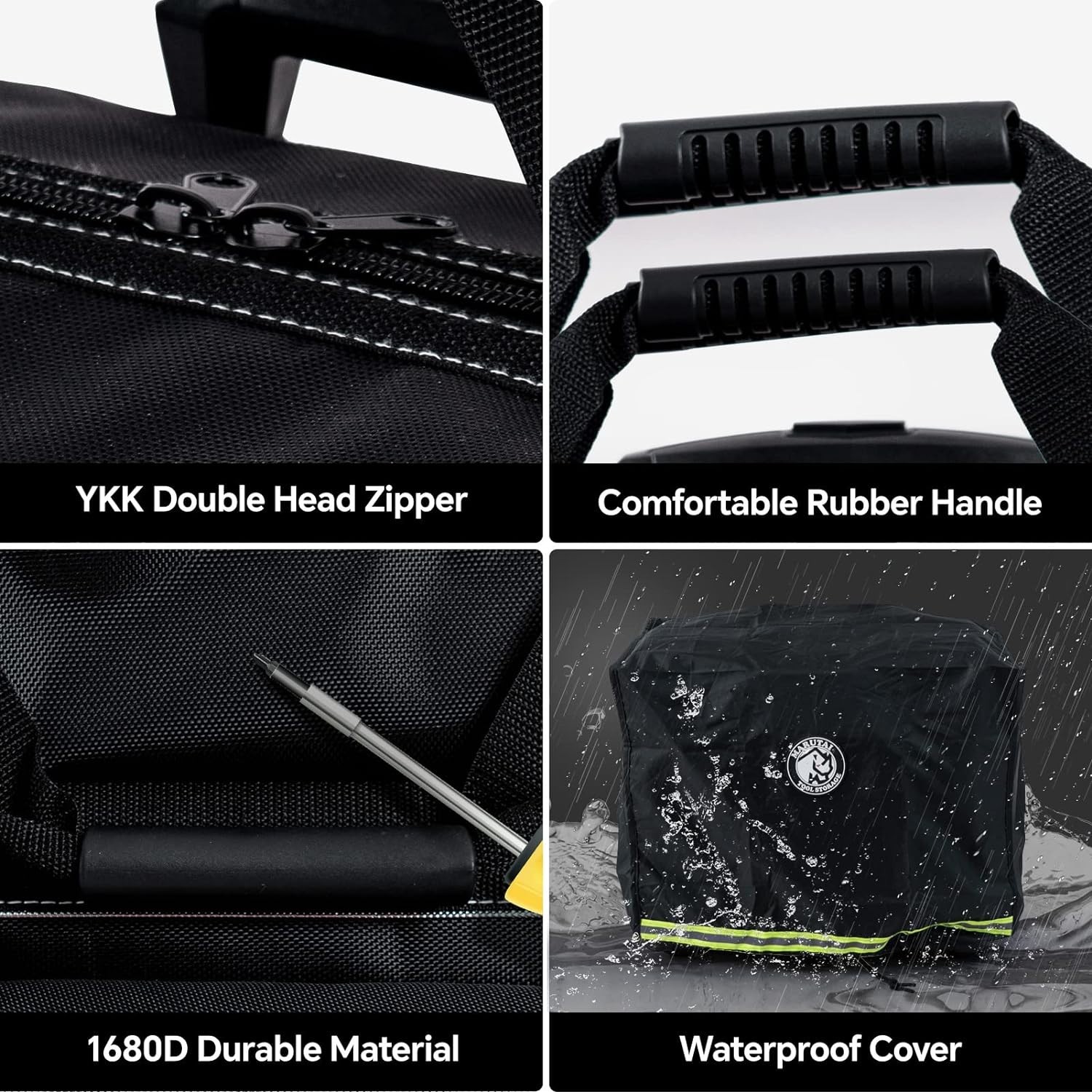 Heavy-Duty 18” Tool Bag with 40 Pockets – Waterproof & Portable with Wheels
