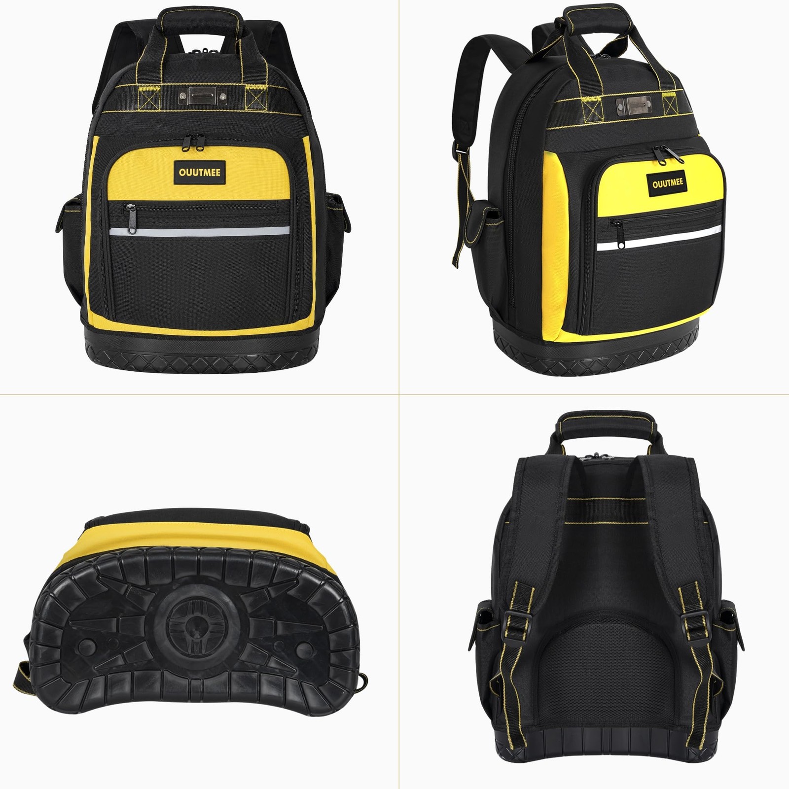 OUUTMEE Tool Backpack, Work Bag with Multi-Use Pockets, 16”, Yellow
