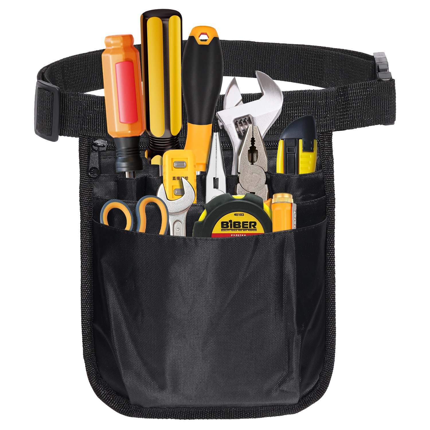 Multi-Pocket Tool Pouch Utility Organizer Pouch Waist Bag for Tools Belt Clip