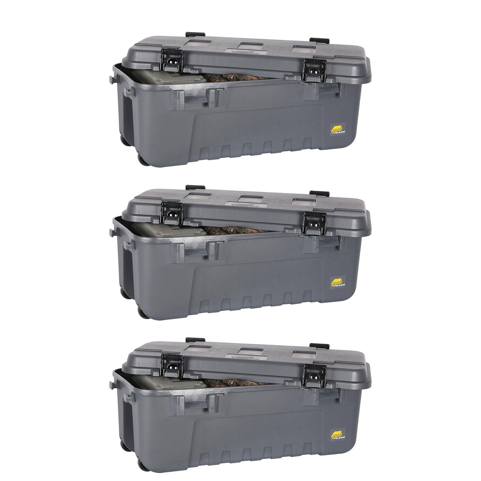Plano 3 Pk Storage Trunk with Wheels, Lockable Sportsman Box, 108Qt (For Parts)