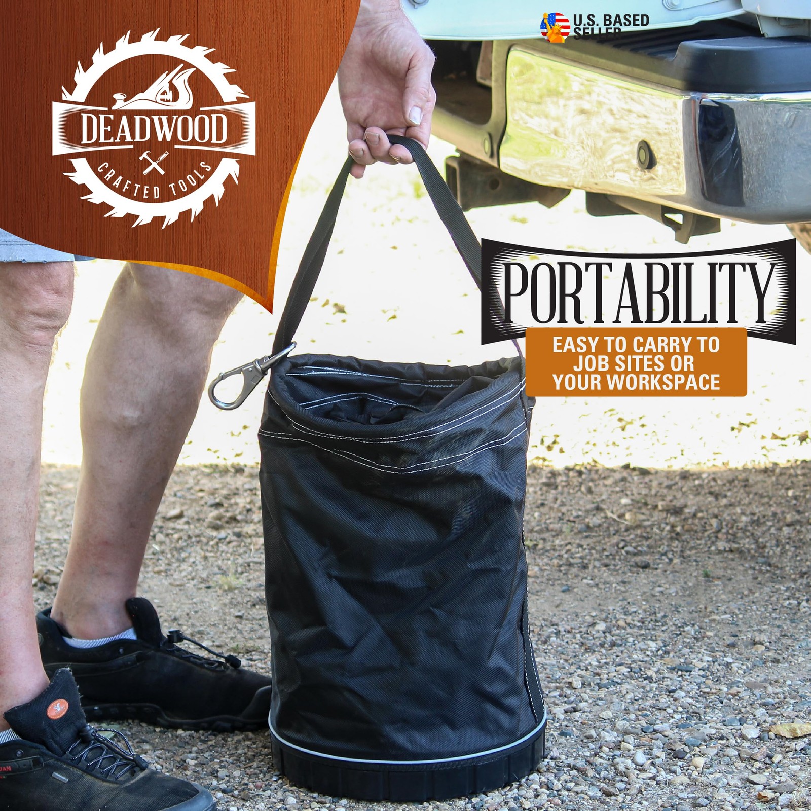 Canvas Bucket Lineman Tool Bag – 150 Pound Capacity with Heavy Duty Snap Hook