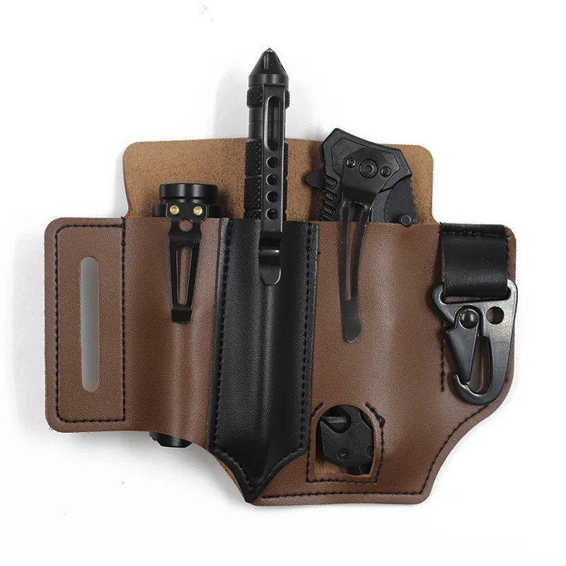 Outdoor Hunting Multi Tool Leather Bag, Portable Tool Storage Bag Leather Cover