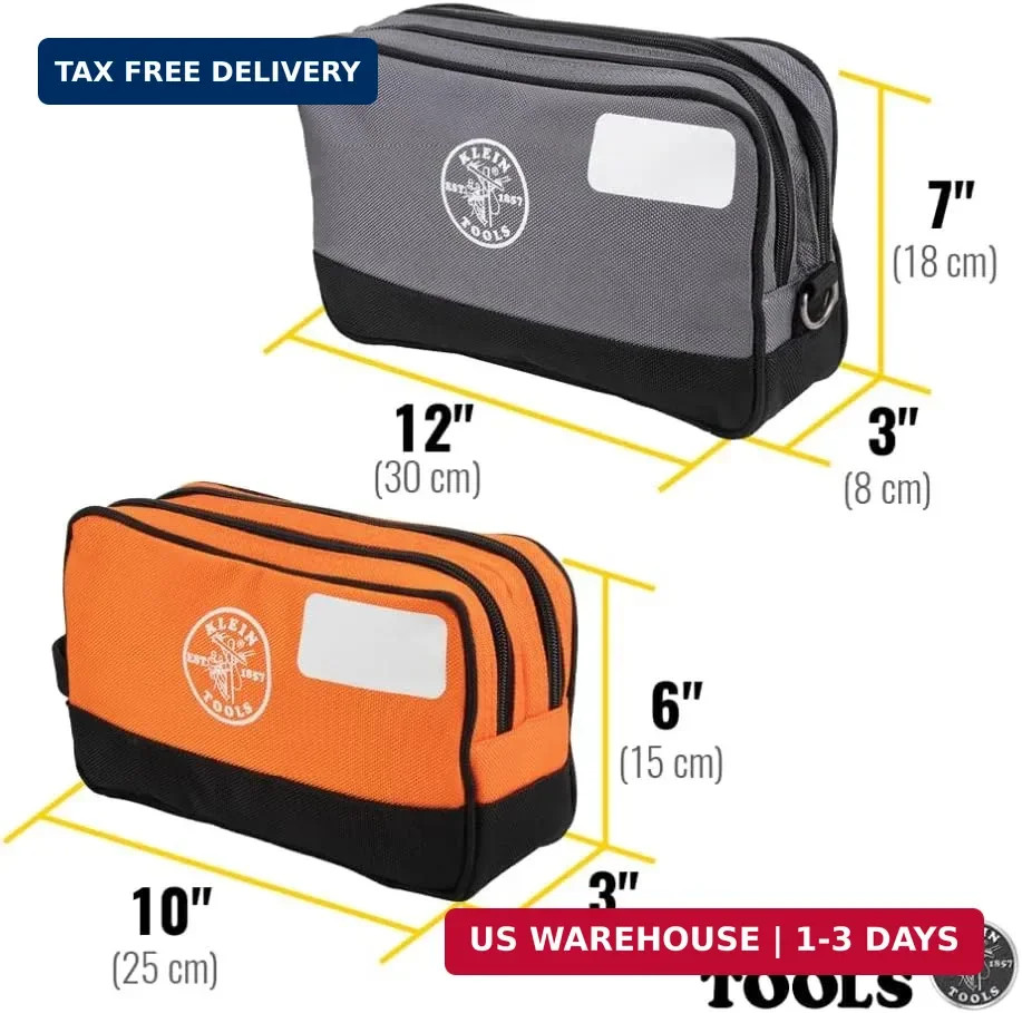 Klein Tools Tool Pouch, Dual Compartments, Heavy-Duty Tool Bag Organizer, Multip