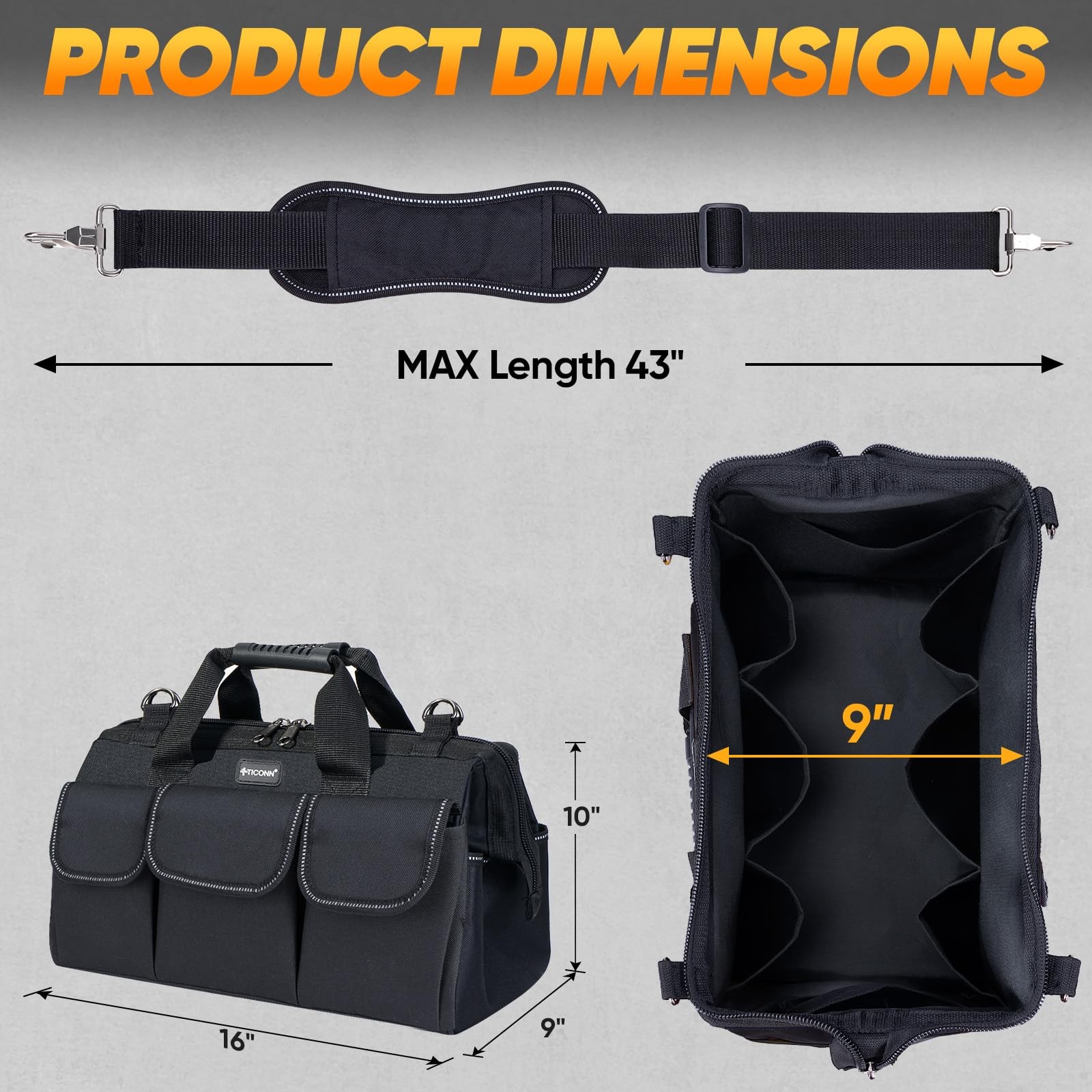 Heavy Duty Tool Bag with Multi-Pockets, Portable Tool Box Organizer Storage B…