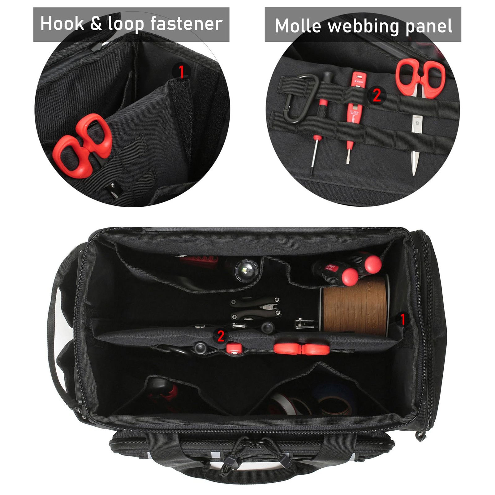 15-Inch Tool Bag Multi-purpose Organizer 15″ X 8.3″ X 9.1″, Black
