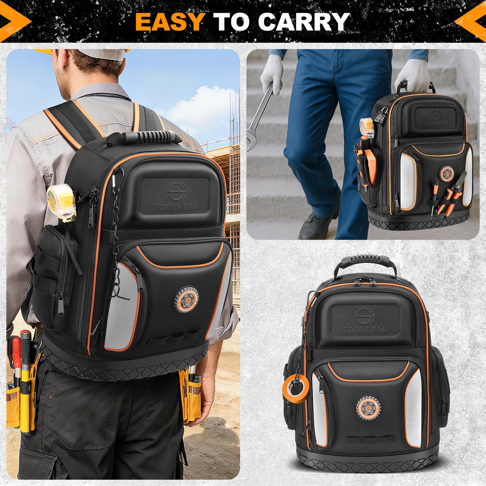 LOKASS 8505 Tool Bag Backpack Large 75 Pockets Molded Base Combination Lock