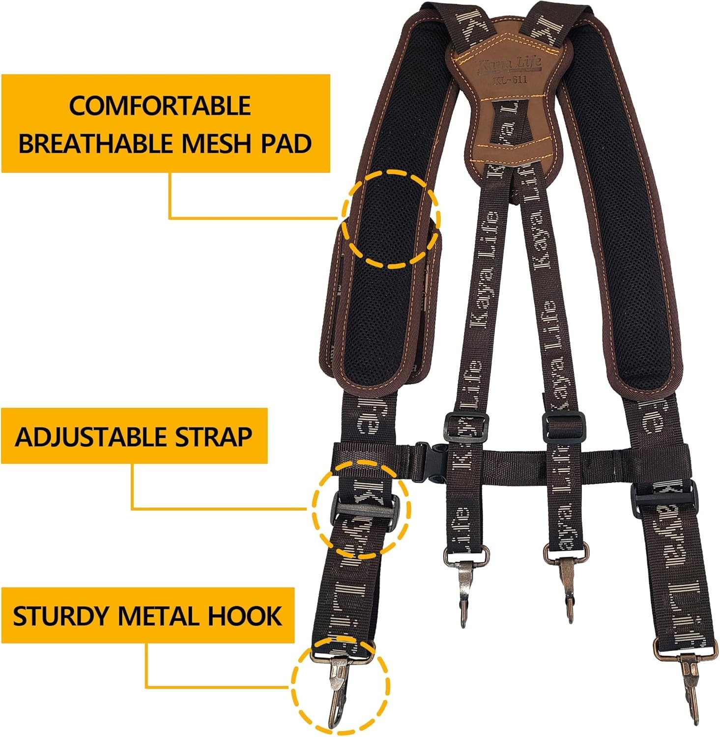 Multi-Functional Tool Belt Suspenders with Detachable Phone Pouch – Gift for Men