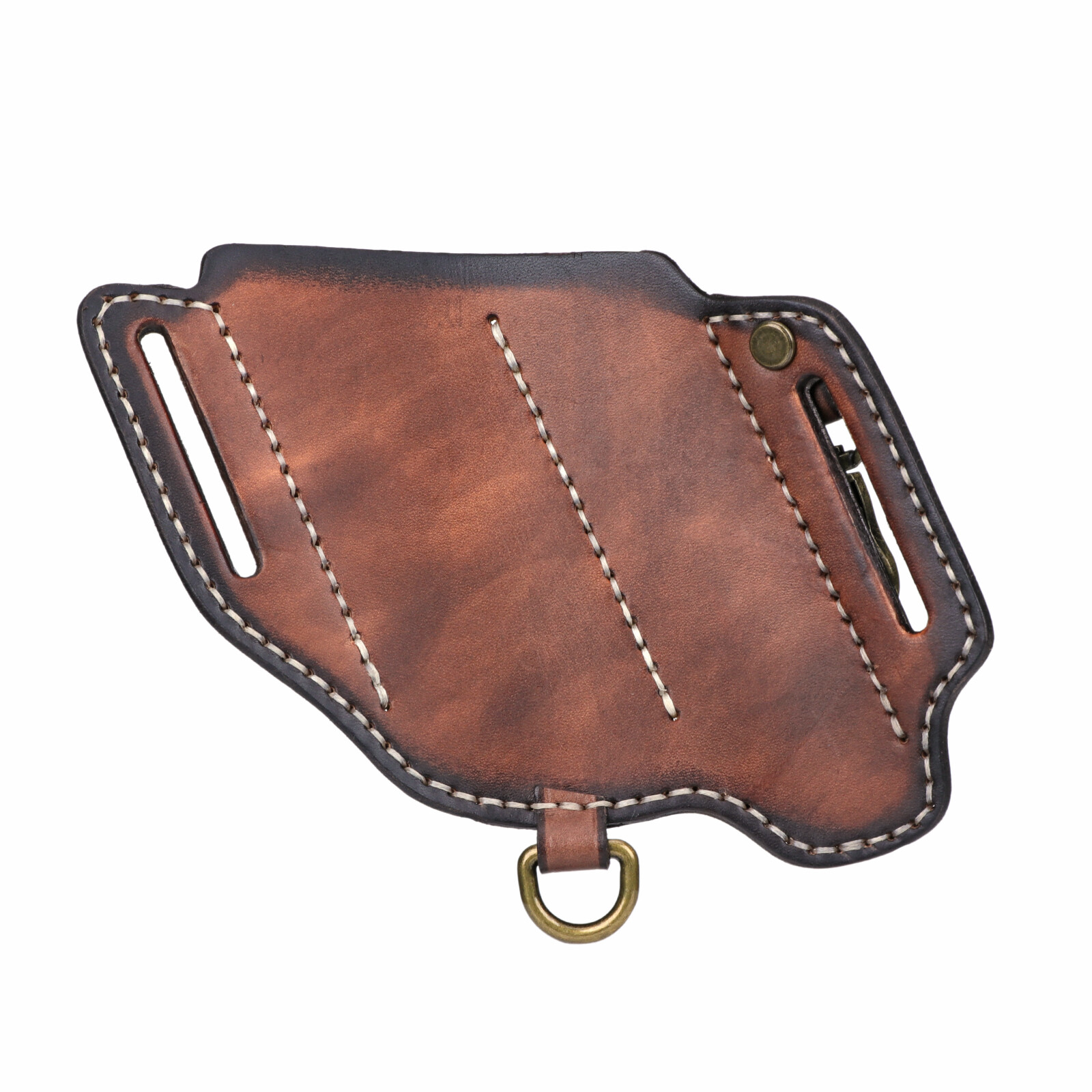 TOURBON Leather EDC Multitool Pouch Flashlight Holder Knife Belt Holster Camping