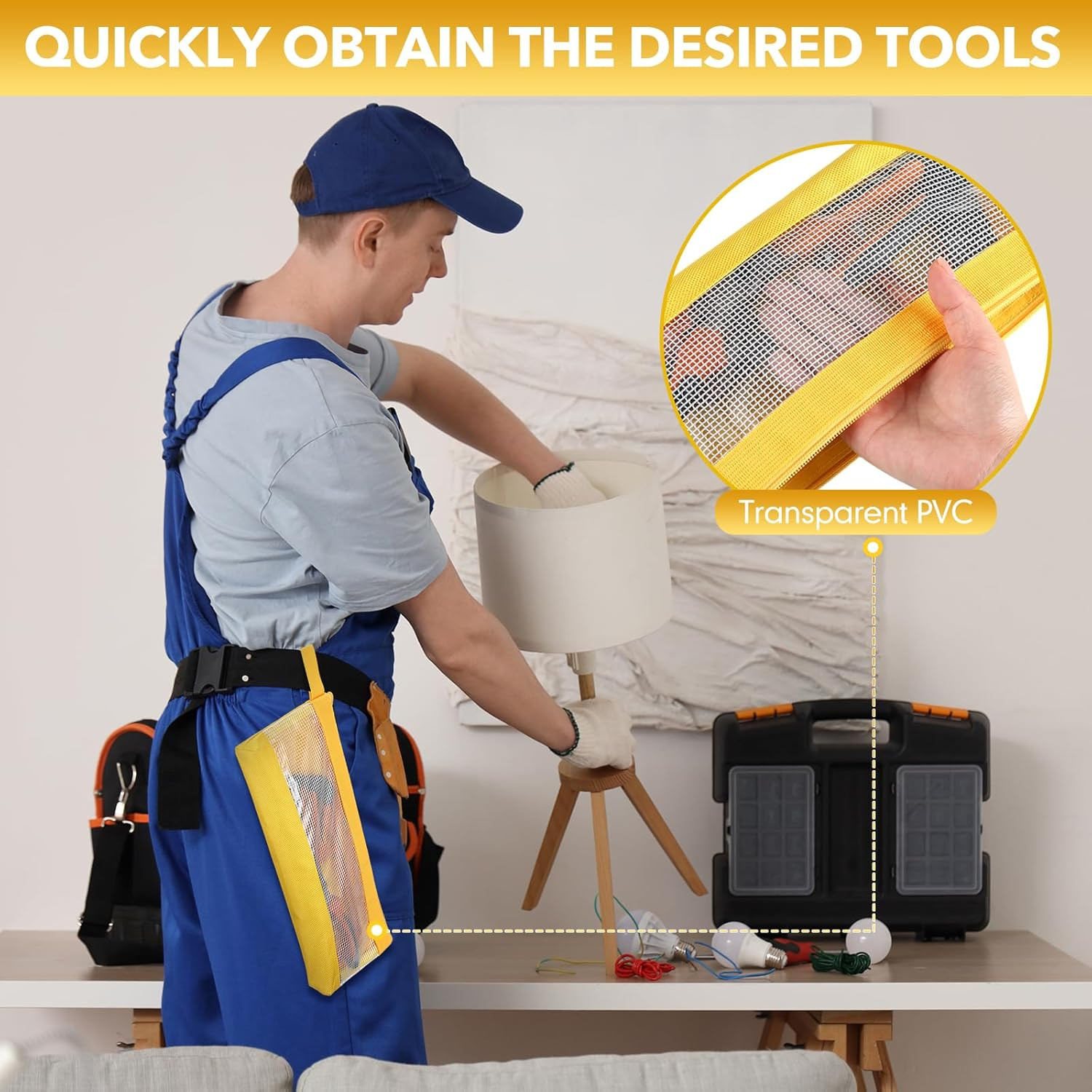 9 Pcs Tool Pouch 12 Inches Zipper 1680D Oxford Bags Long Tool Bag