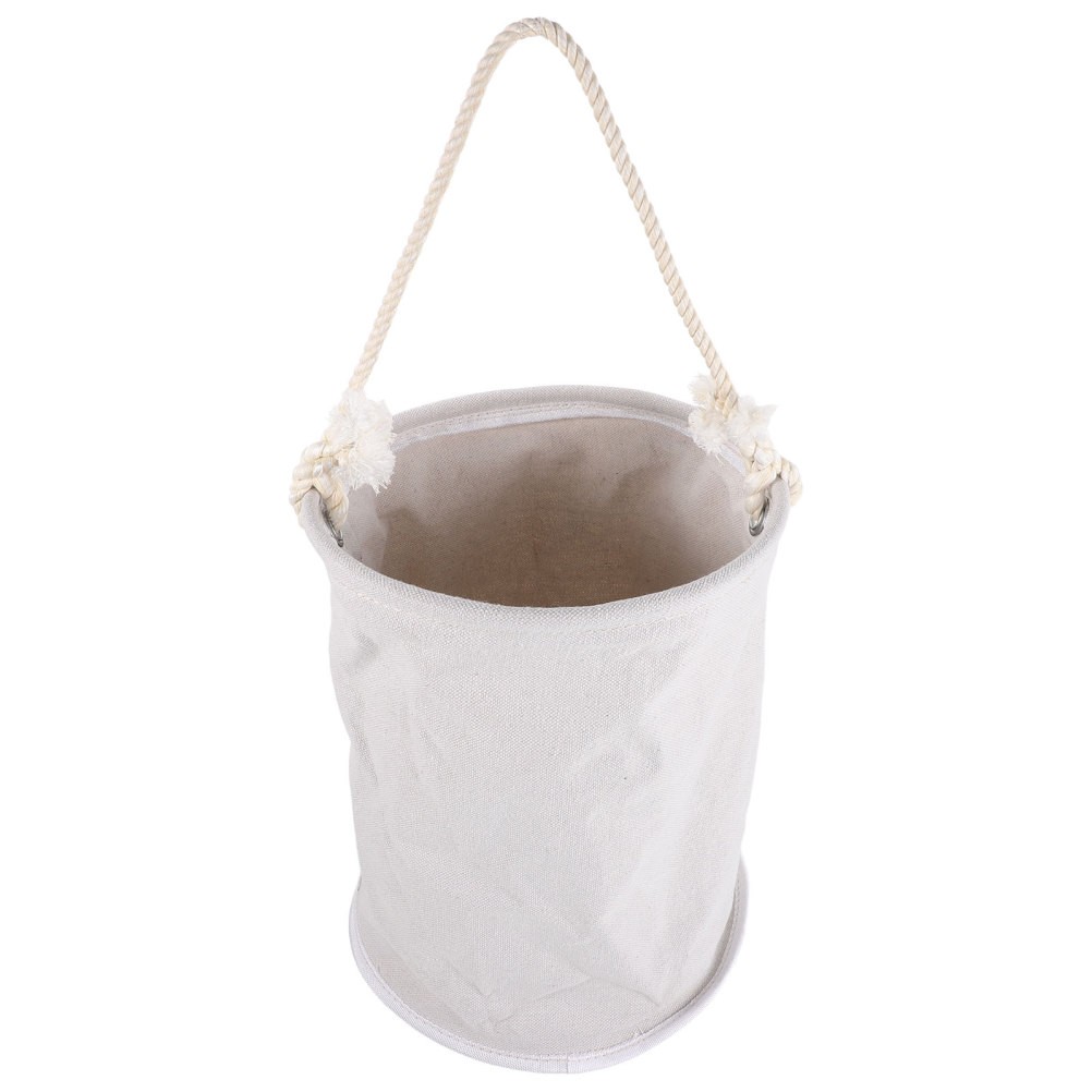 White Canvas Cylinder Tool Bucket Bag Durable Multipurpose Tool Organizer