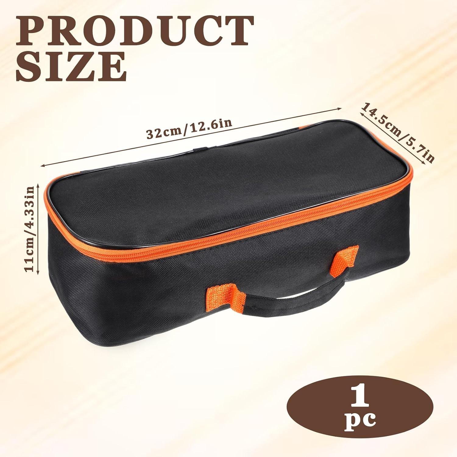 12 Inch Waterproof Small Tool Bag Portable Oxford Storage Zipper Pouch Black