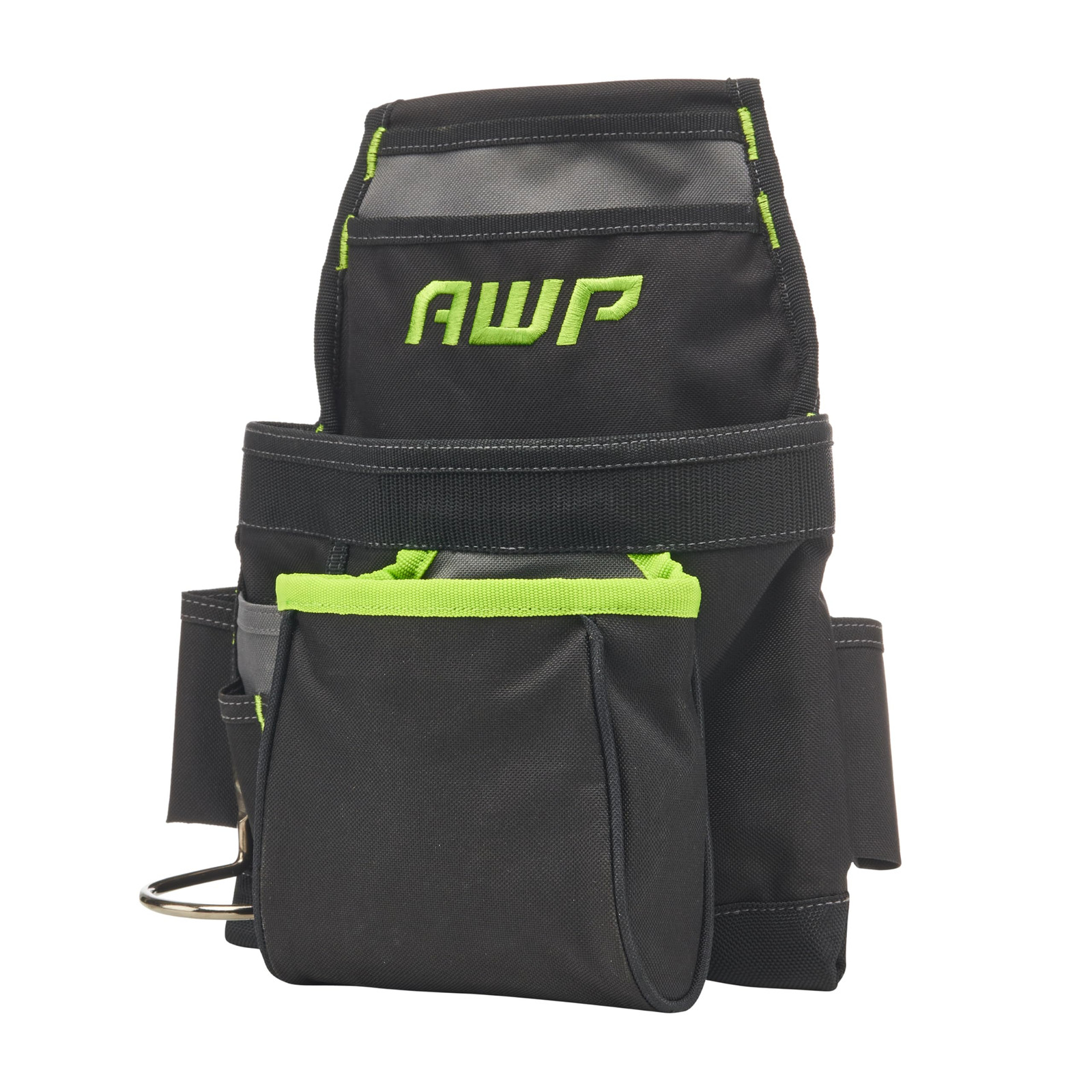 TrapJaw Carpenter Tool Pouch Tiered 9 Pocket Design with Steel Hammer Loop Black