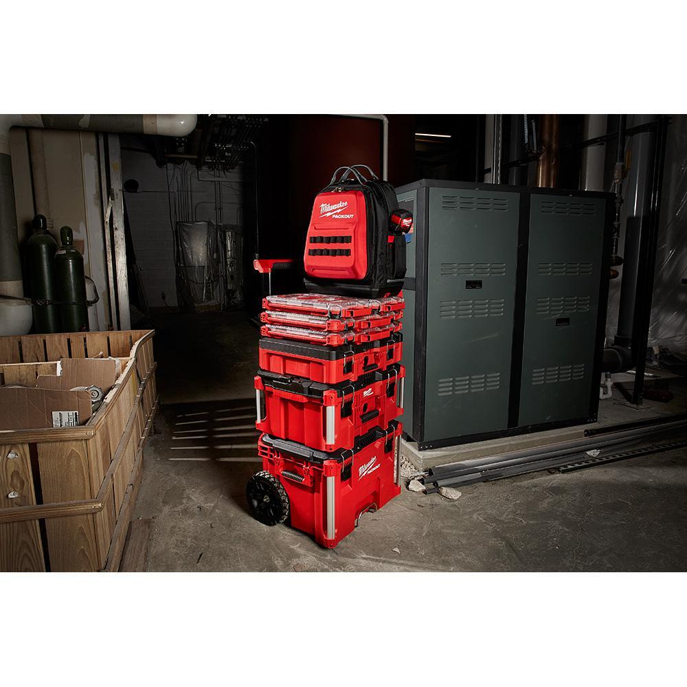 milwaukee packout backpack 15 in. 3-pack zipper tool bags storage nylon red
