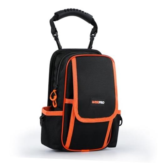 Zippered Electricians Tool Pouch, 1680D Technician Tool Bag with Handle, Small