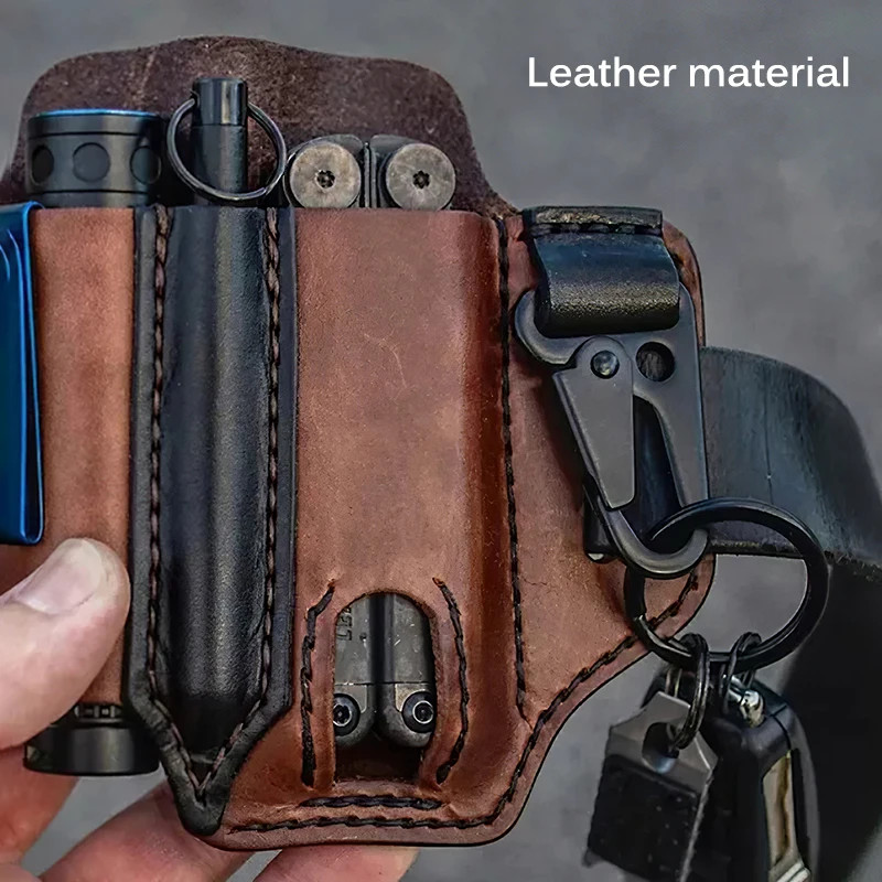 Outdoor Hunting Multi Tool Leather Bag, Portable Tool Storage Bag Leather Cover
