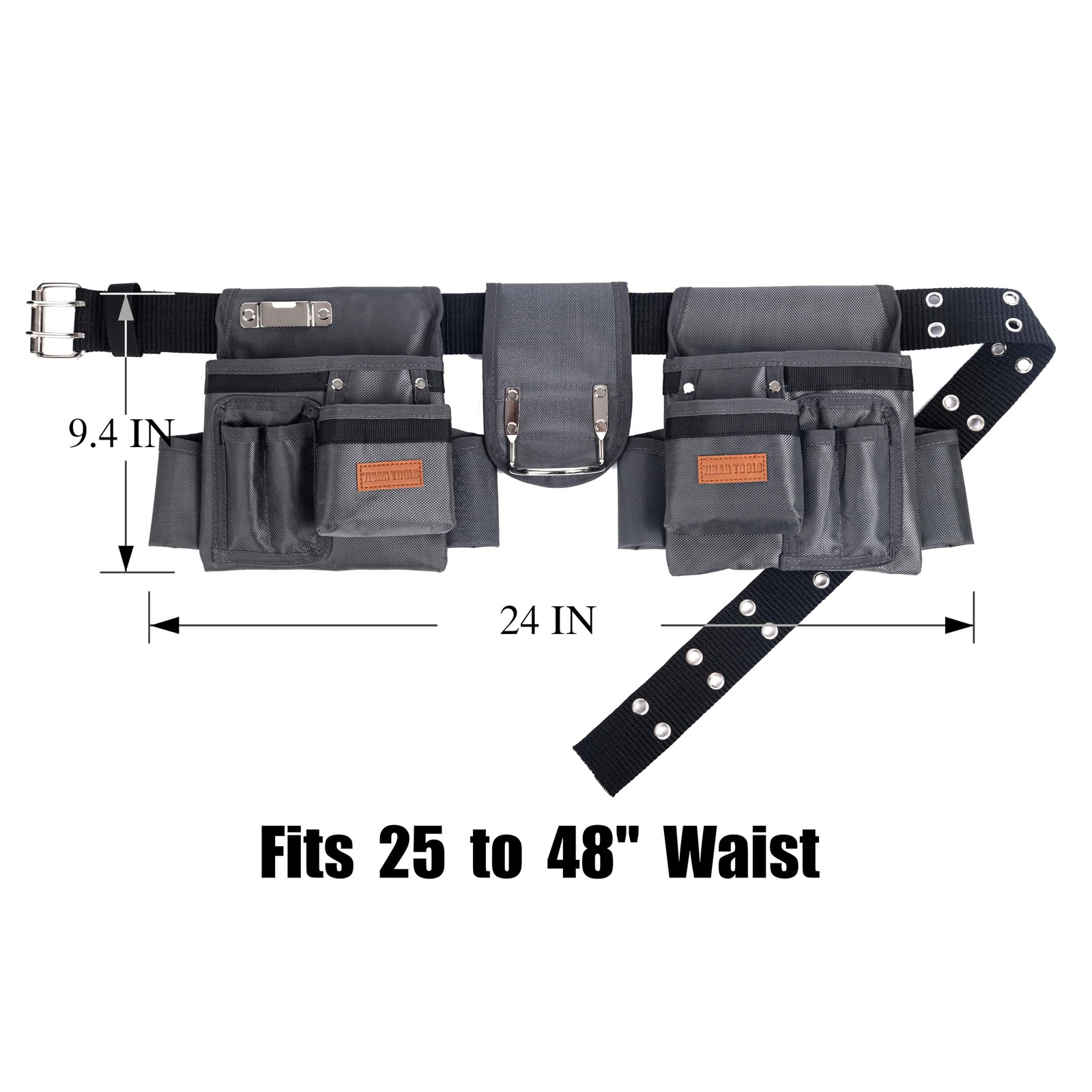 VIDAR TOOLS Tool Belt,12 Pockets Belts for Men, Heavy One Size, Grey