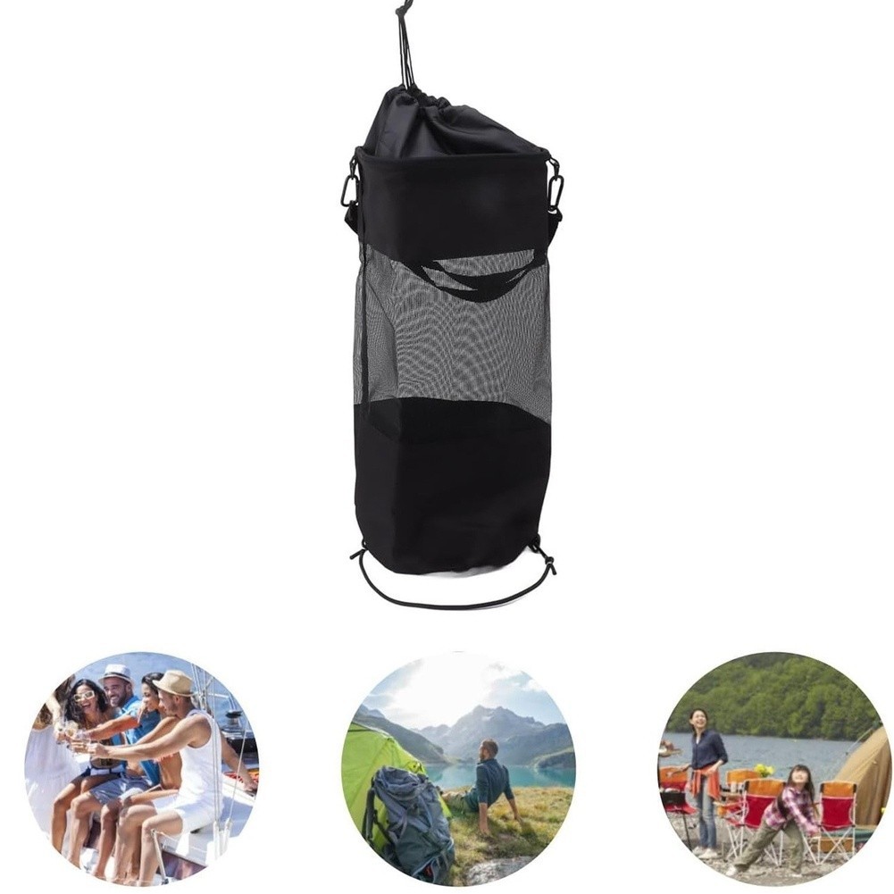24x58cm Hanging Trash Bag with Hook Foldable Oxford Fabric for Outdoor Camping