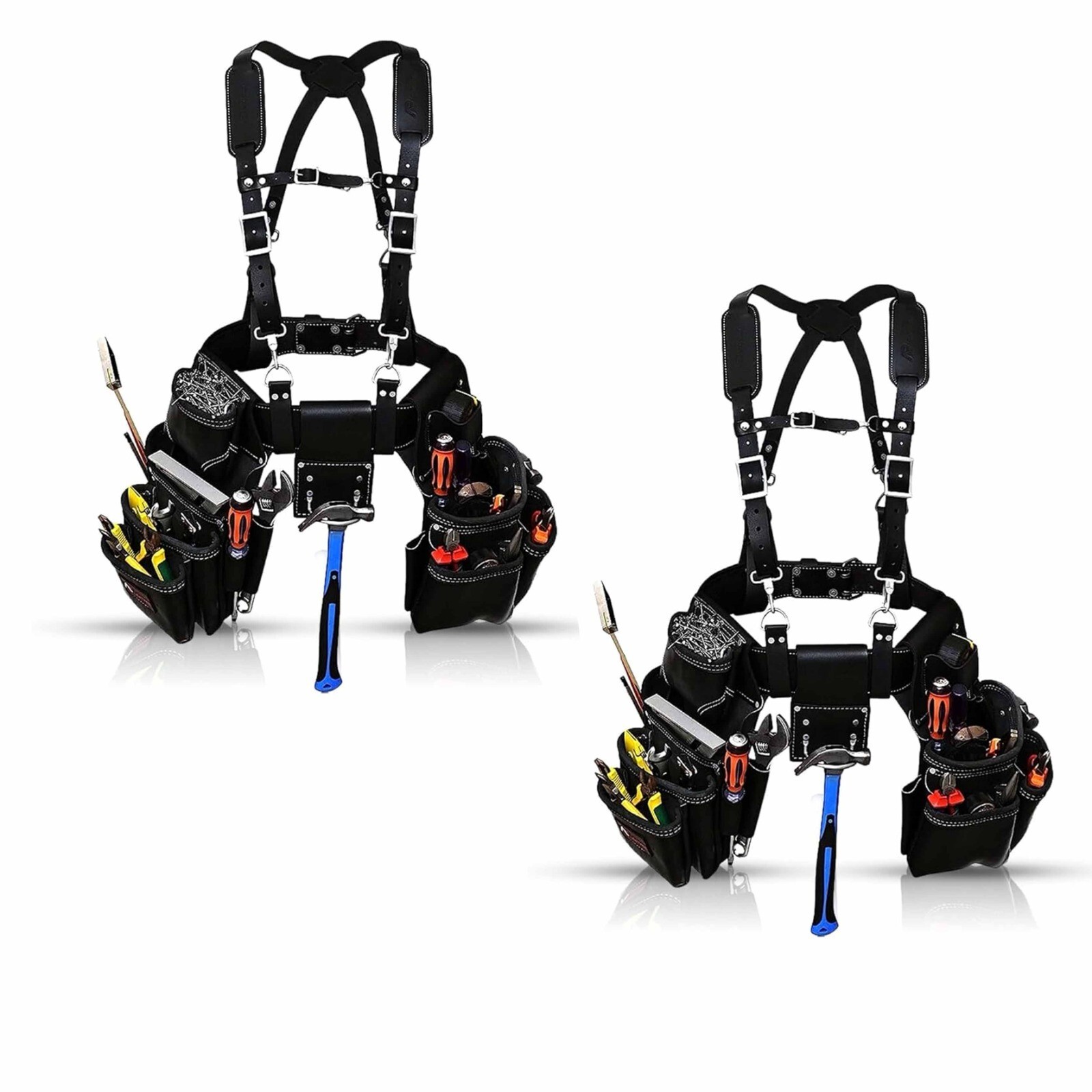 2PK Adjustable Pouch Suspender Tool Belt – 19 Pockets from Occidental Black