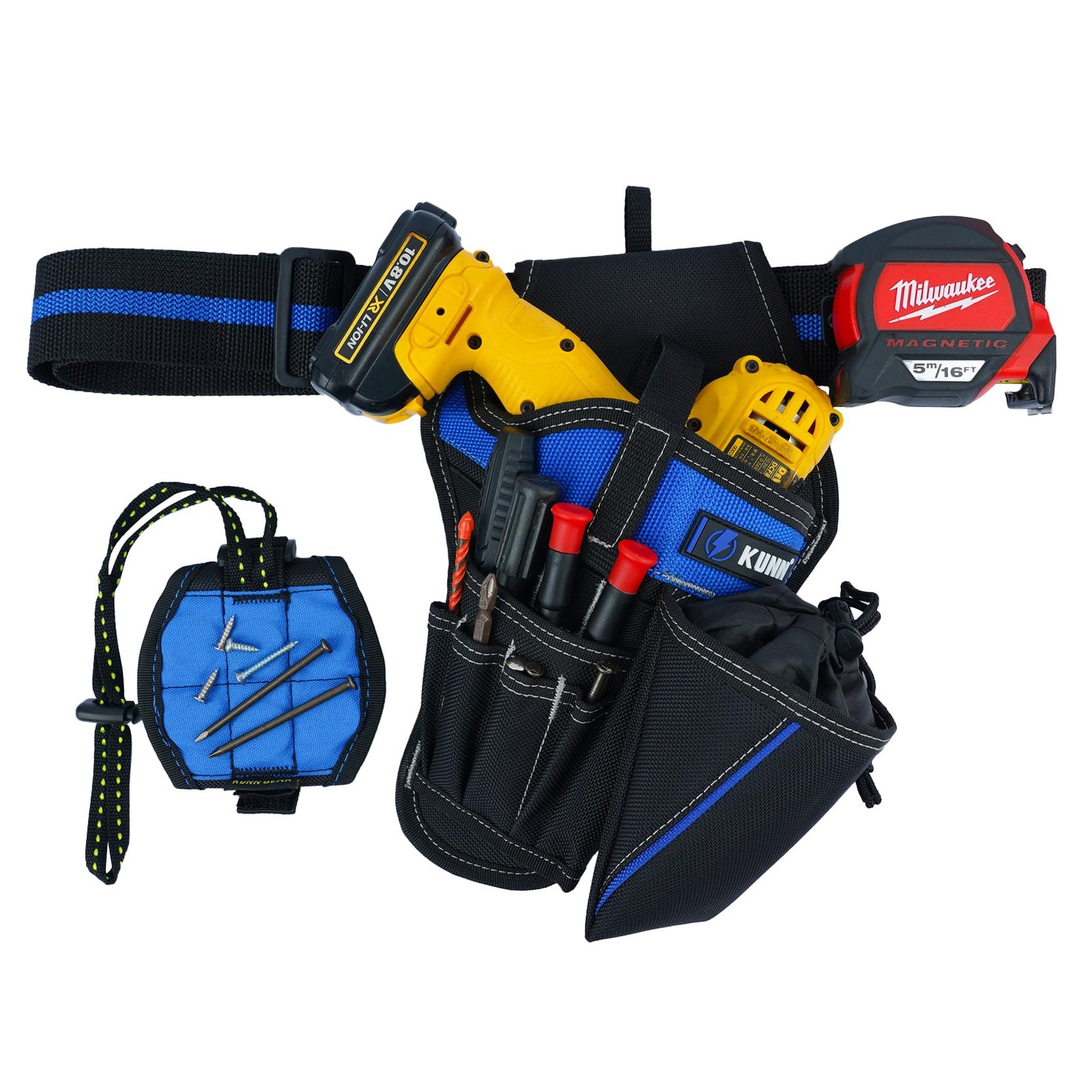 KUNN 3-in-1 Right-handed Drill Holster Set with Magnetic Wristband and Tool B…