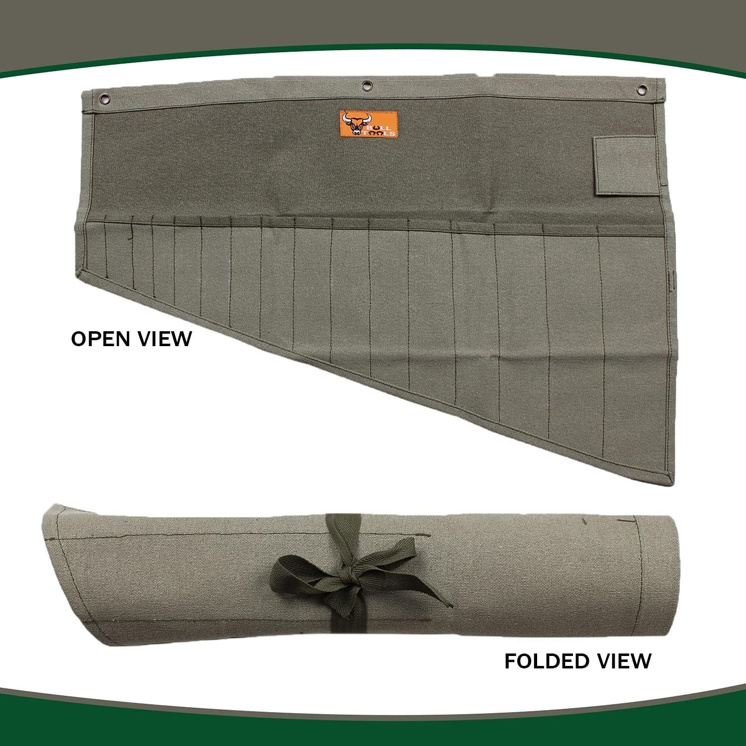 Roll Up Tool Bag Organizer 16 Pockets Metric & SAE Wrench Organizer Heavy Dut..,