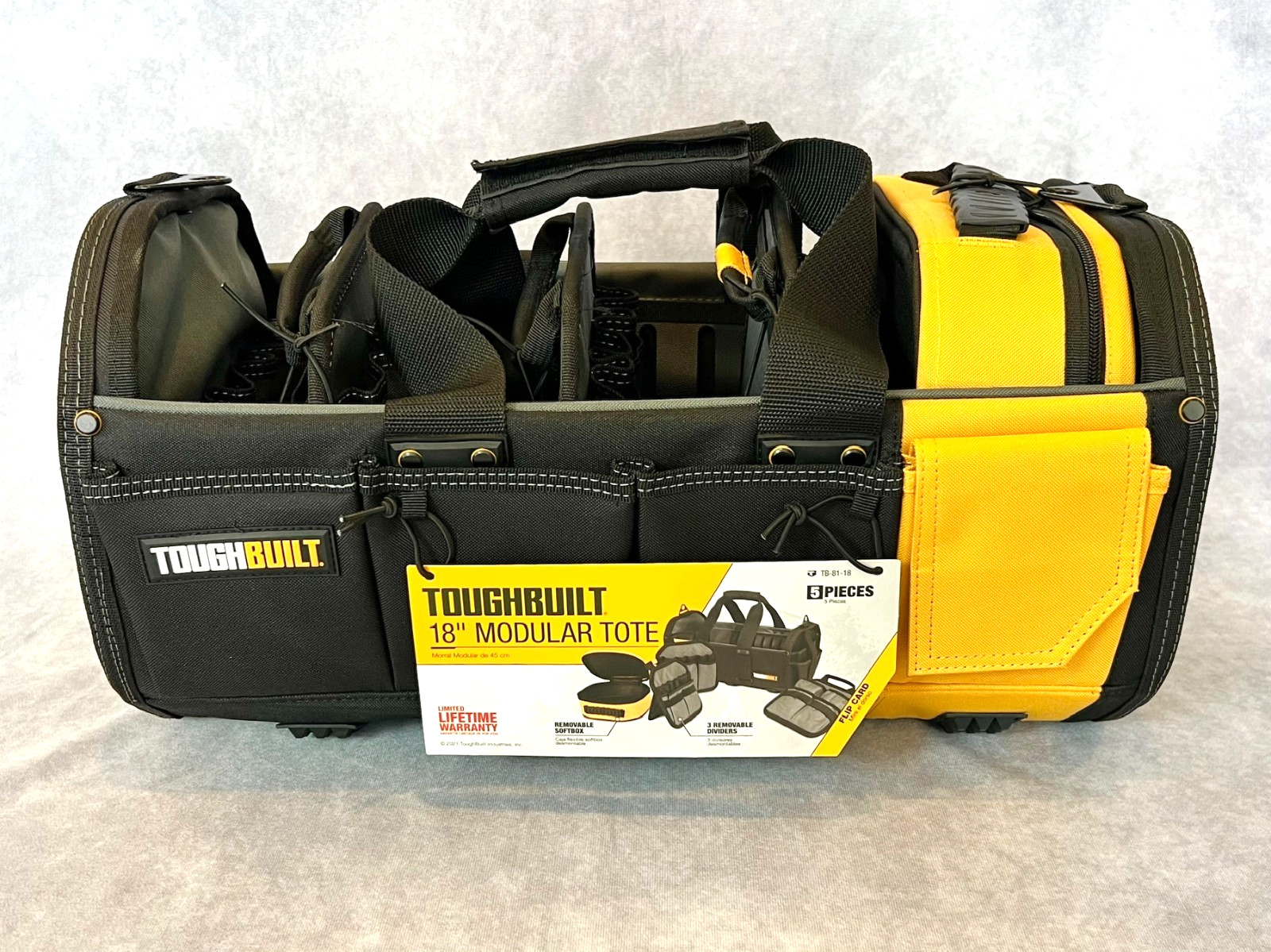 ToughBuilt 18″ Modular Tool Tote TB-81-18 HardBody 57 Pocket Heavy-Duty NEW