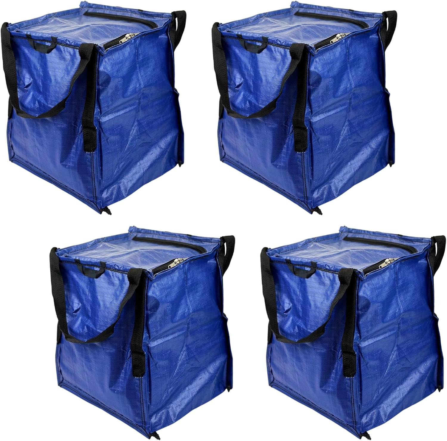 Heavy Duty 22-Gallon Storage Tote Bags, Zipper Top, 4-Pack, Blue