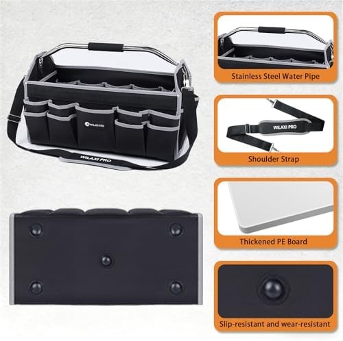 20in Tool Bags For Men Heavy Duty, 22 PCS Pockets Tool Bag Organizer Foldable…