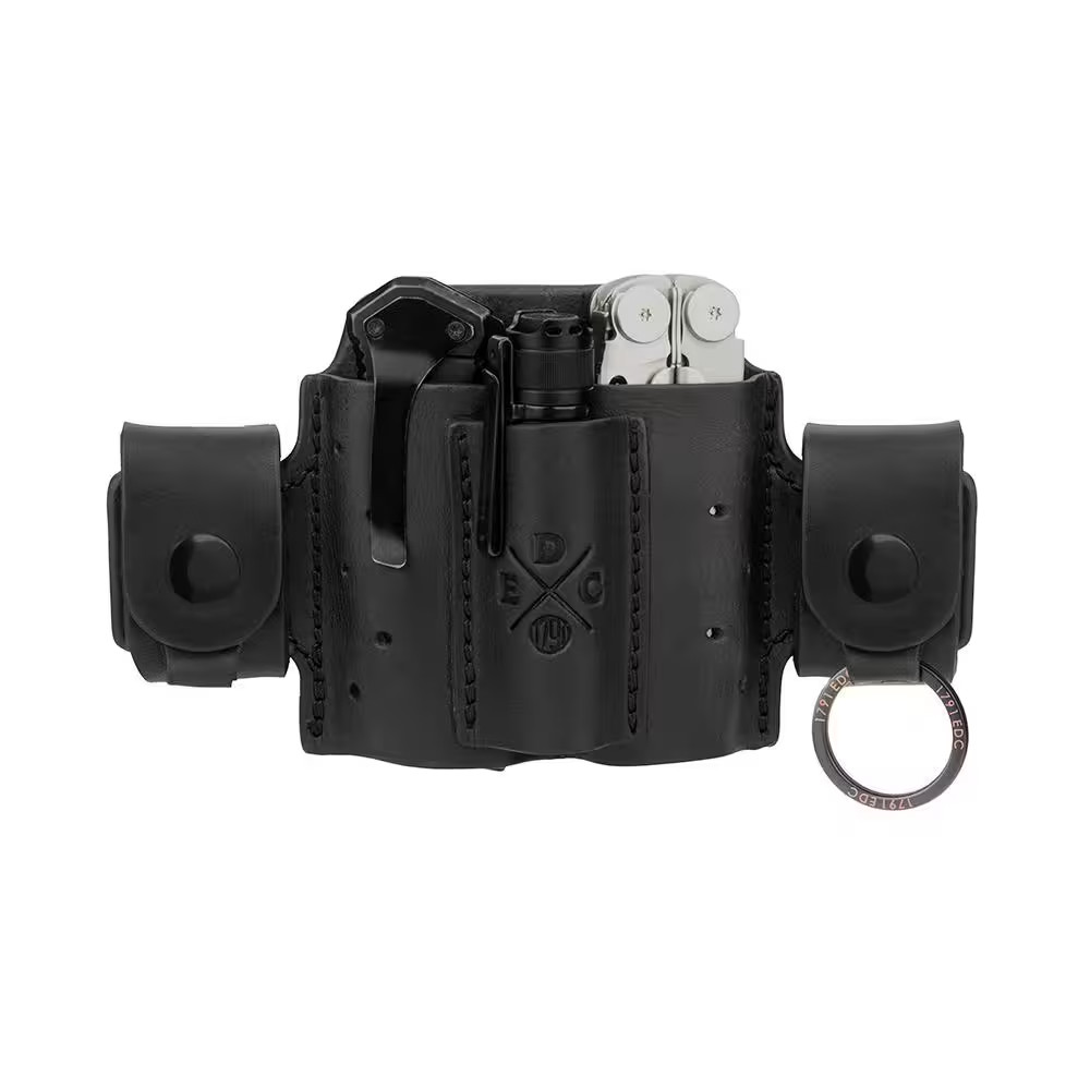 6.7 In. Mini Small Black Full-Grain Leather Tool Organizer