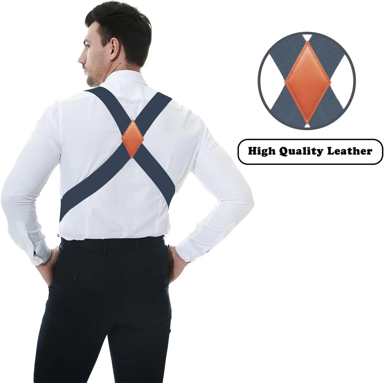 Side Clips Suspenders for Men Heavy Duty 2″ Trucker One Size, 🔔2/Grey