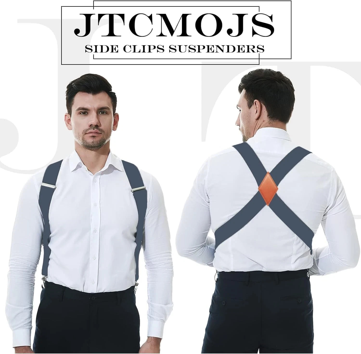 Side Clips Suspenders for Men Heavy Duty 2″ Trucker One Size, 🔔2/Grey