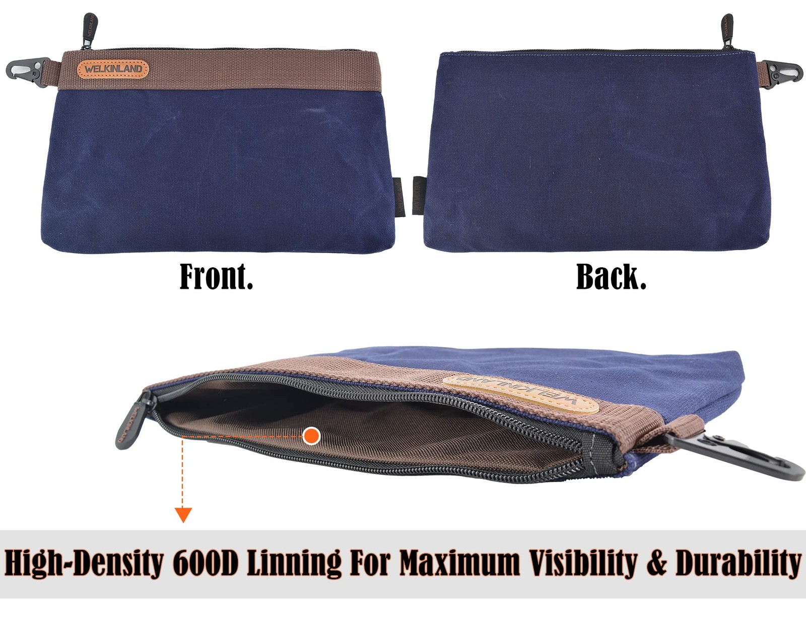 Heavy-Duty Canvas Tool Pouch – 4PCS, 12″ Waxed Canvas Zipper Tool Pouch