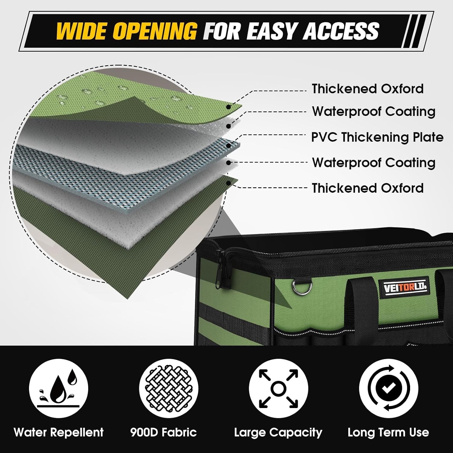 Wide Mouth Electrician Toolbox – 16-Inch Heavy Duty Organizer for Easy Access